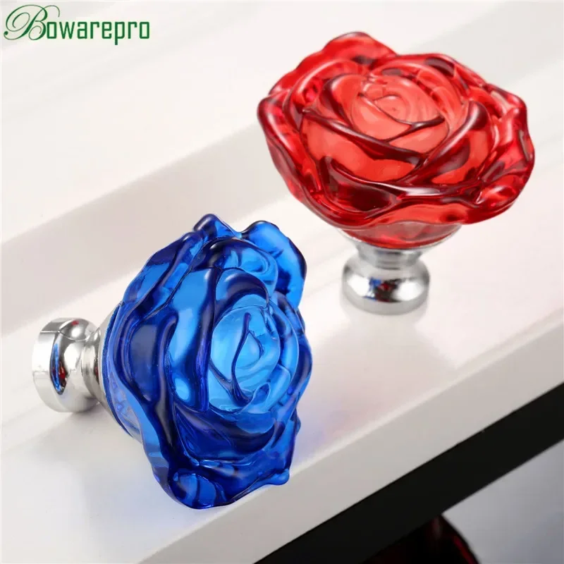 Kitchen Appliances Cabinet - Bowarepro-manija de cristal rosa de 50MM,