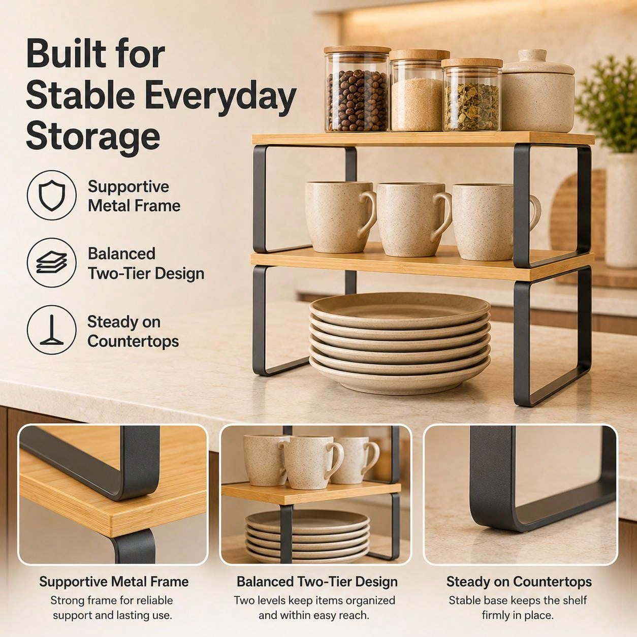 2 organizadores de estantes pa - Kitchen Appliances Cabinet reseña y precio